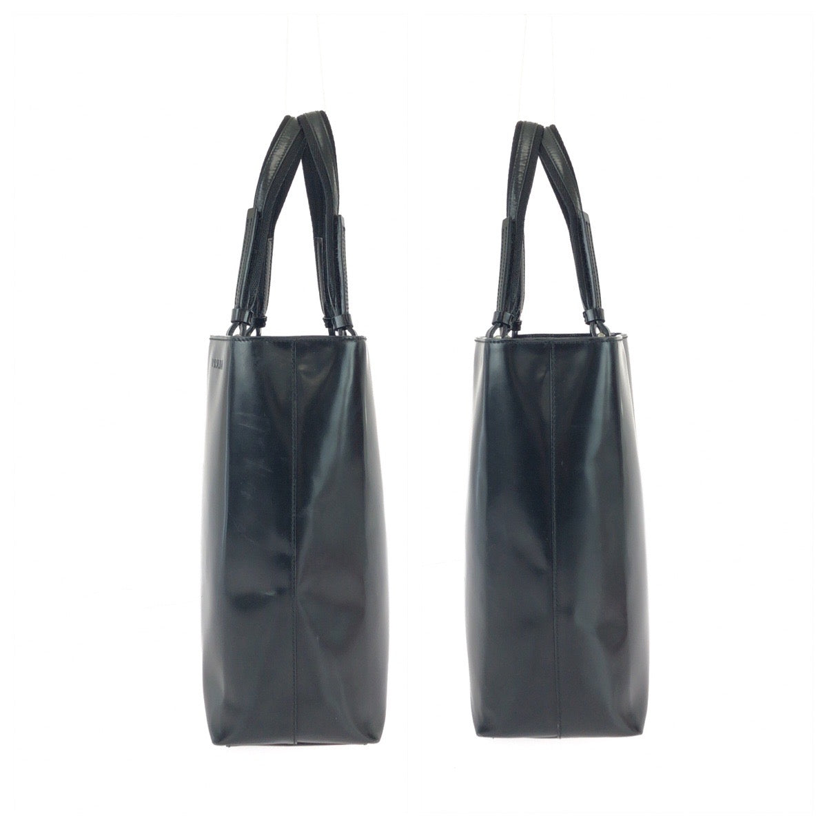 25639
PRADA プラダ ブラック 黒 シルバー金具 パテントレザー トートバッグ ハンドバッグ レディース ABP42