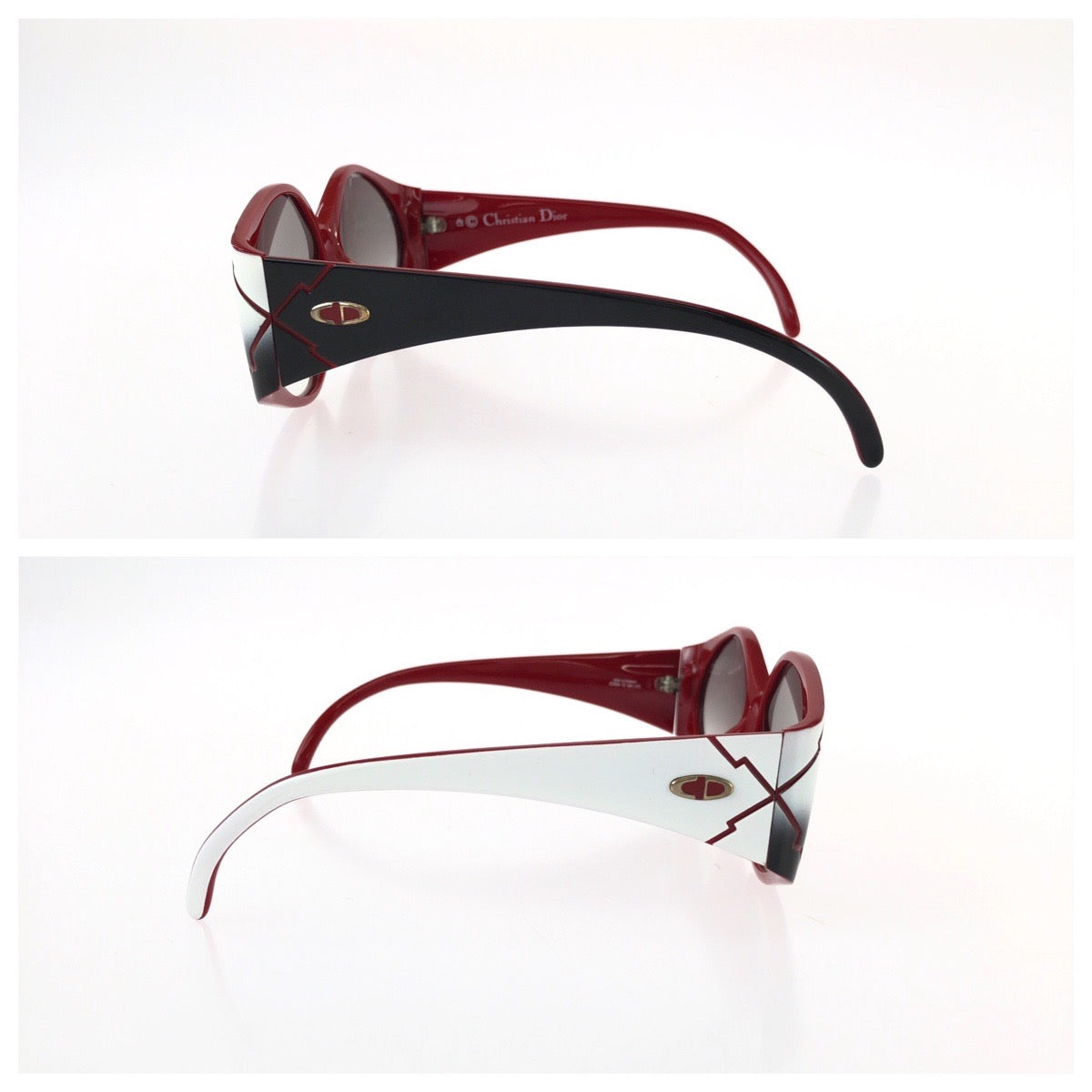 25643
Christian Dior クリスチャンディオール ヴィンテージ バイカラー グラデーション ホワイト グレー レッド プラスチック 2348A 70 サングラス 男女兼用 バタフライ レディース ABP21