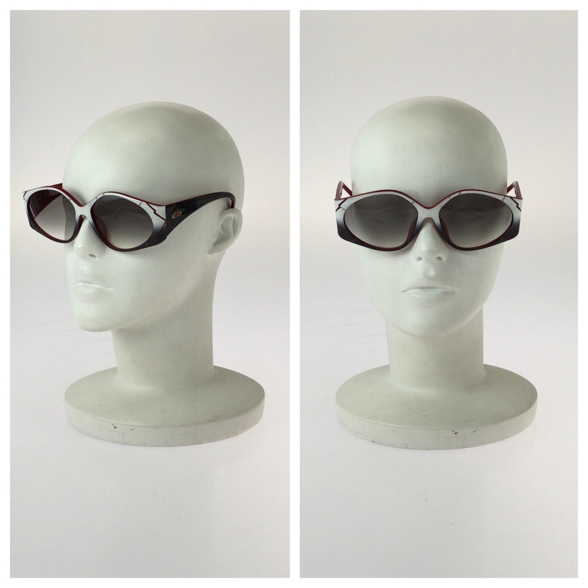 25643
Christian Dior クリスチャンディオール ヴィンテージ バイカラー グラデーション ホワイト グレー レッド プラスチック 2348A 70 サングラス 男女兼用 バタフライ レディース ABP21