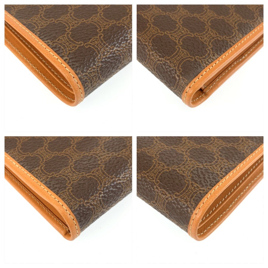25645
CELINE セリーヌ ヴィンテージ マカダム ブラウン PVC / レザー M/98/2 折り財布 コンパクトウォレット レディース A28