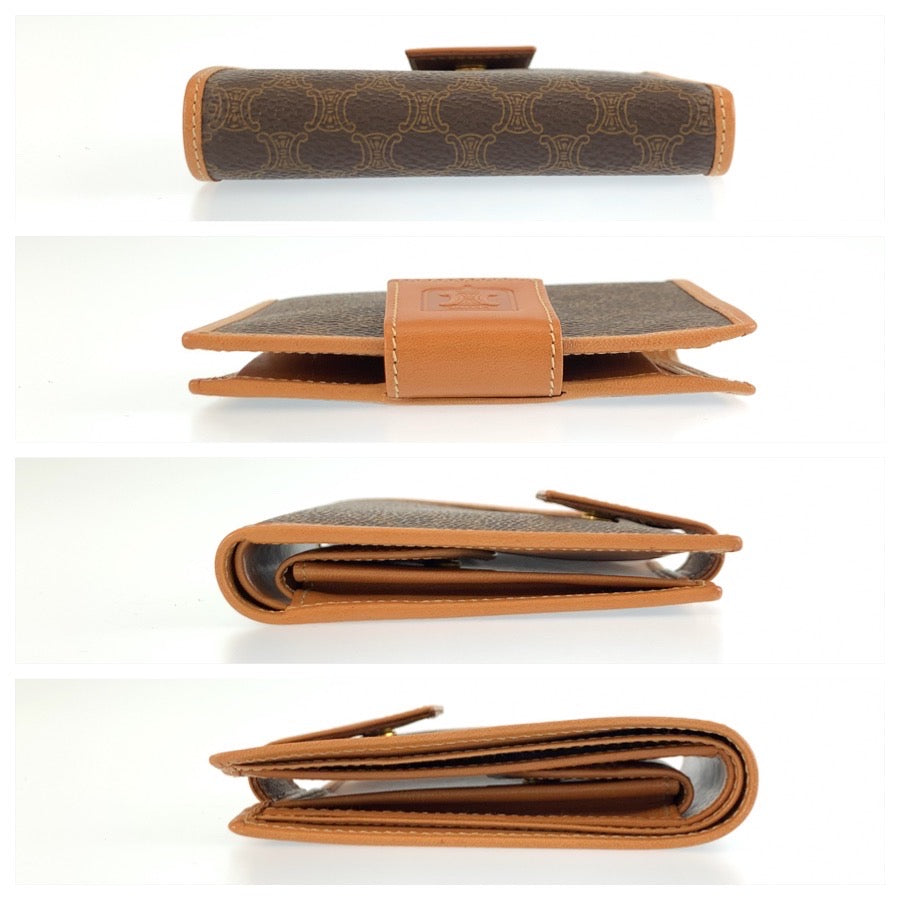 25645
CELINE セリーヌ ヴィンテージ マカダム ブラウン PVC / レザー M/98/2 折り財布 コンパクトウォレット レディース A28