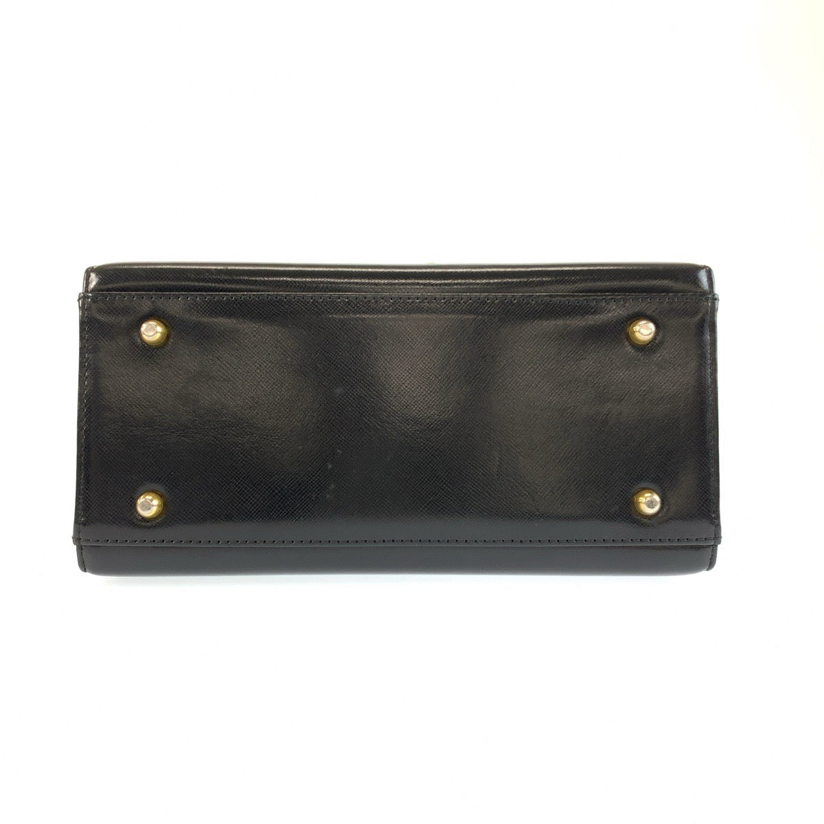 25650
VERSACE ヴェルサーチ サンバースト ブラック 黒 ゴールド金具 パテントレザー ハンドバッグ バニティバッグ レディース ABP35