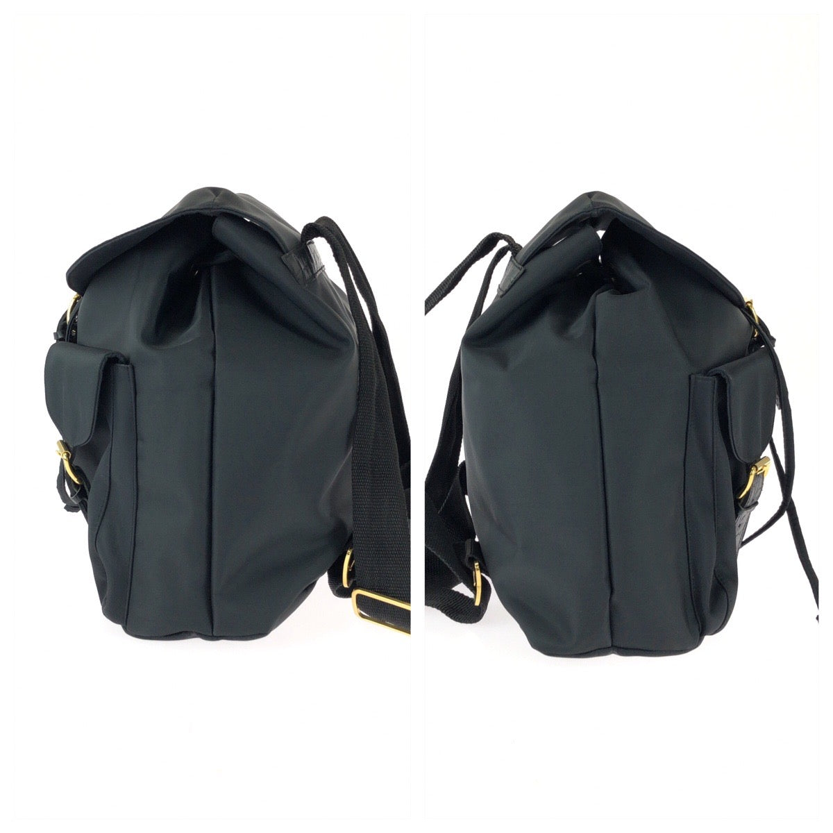 25651
VERSACE ヴェルサーチ ヴィンテージ メデューサ ブラック 黒 ゴールド金具 ナイロン リュックサック バックパック レディース A37