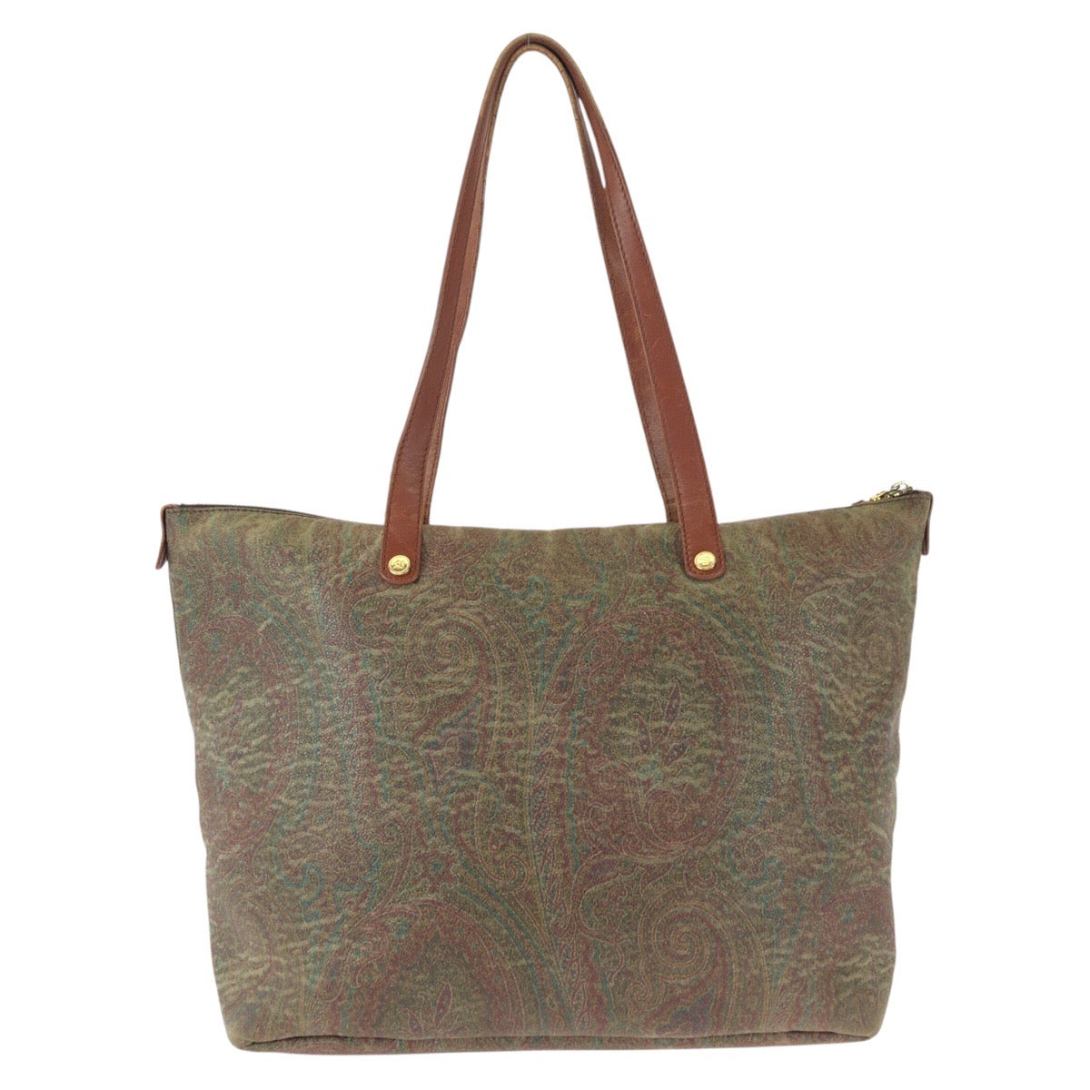 25654
ETRO エトロ ヴィンテージ アルニカ ペイズリー ブラウン ゴールド金具 PVC / レザー 1G501 トートバッグ ショルダーバッグ レディース B8