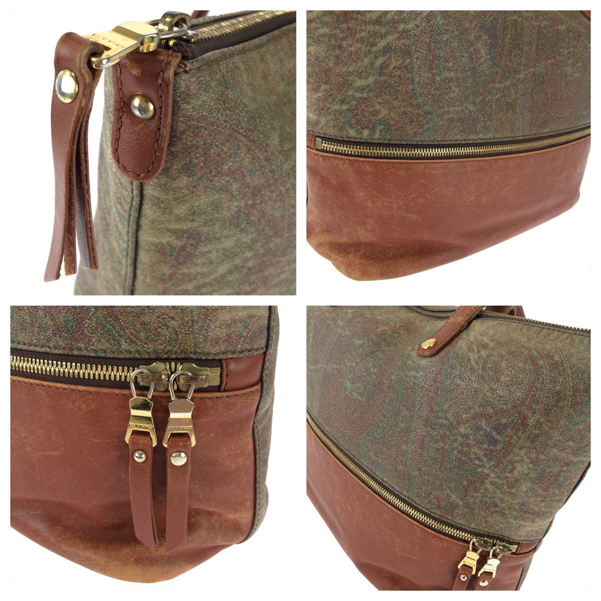 25654
ETRO エトロ ヴィンテージ アルニカ ペイズリー ブラウン ゴールド金具 PVC / レザー 1G501 トートバッグ ショルダーバッグ レディース B8