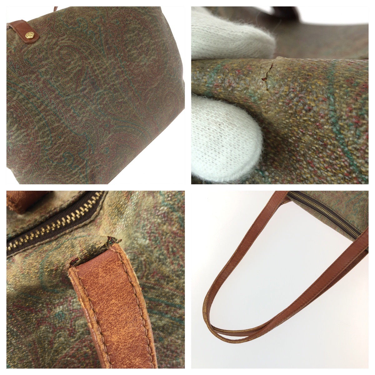 25654
ETRO エトロ ヴィンテージ アルニカ ペイズリー ブラウン ゴールド金具 PVC / レザー 1G501 トートバッグ ショルダーバッグ レディース B8