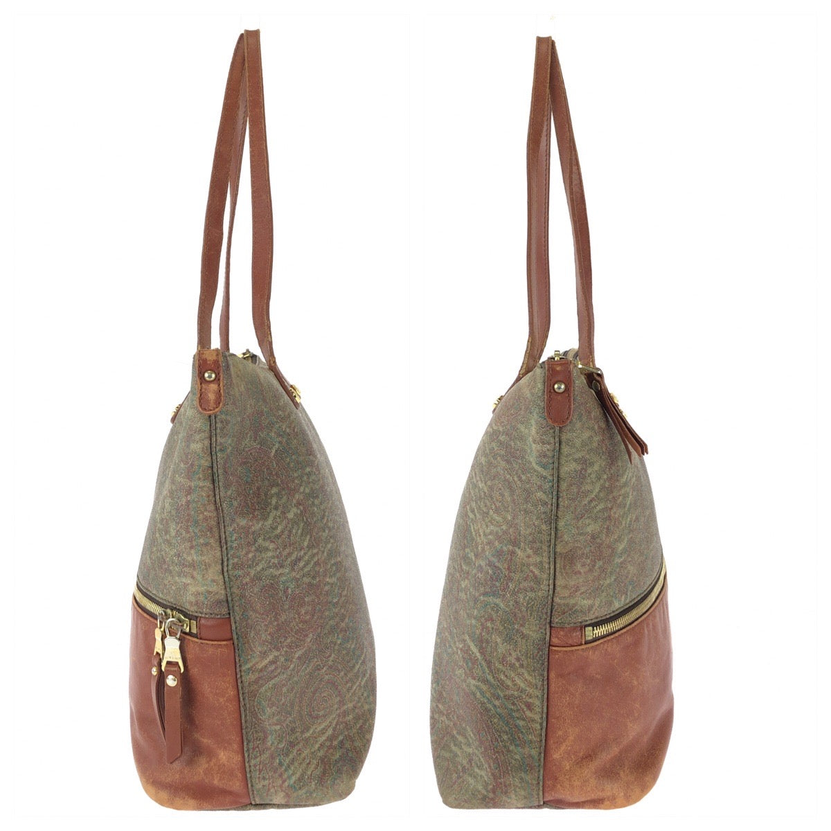 25654
ETRO エトロ ヴィンテージ アルニカ ペイズリー ブラウン ゴールド金具 PVC / レザー 1G501 トートバッグ ショルダーバッグ レディース B8