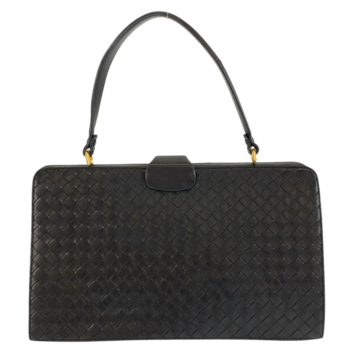 25655
BOTTEGAVENETA ボッテガヴェネタ ヴィンテージ イントレチャート ブラック 黒 ゴールド金具 レザー ハンドバッグ レディース ABP56