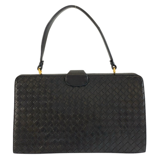 25655
BOTTEGAVENETA ボッテガヴェネタ ヴィンテージ イントレチャート ブラック 黒 ゴールド金具 レザー ハンドバッグ レディース ABP56
