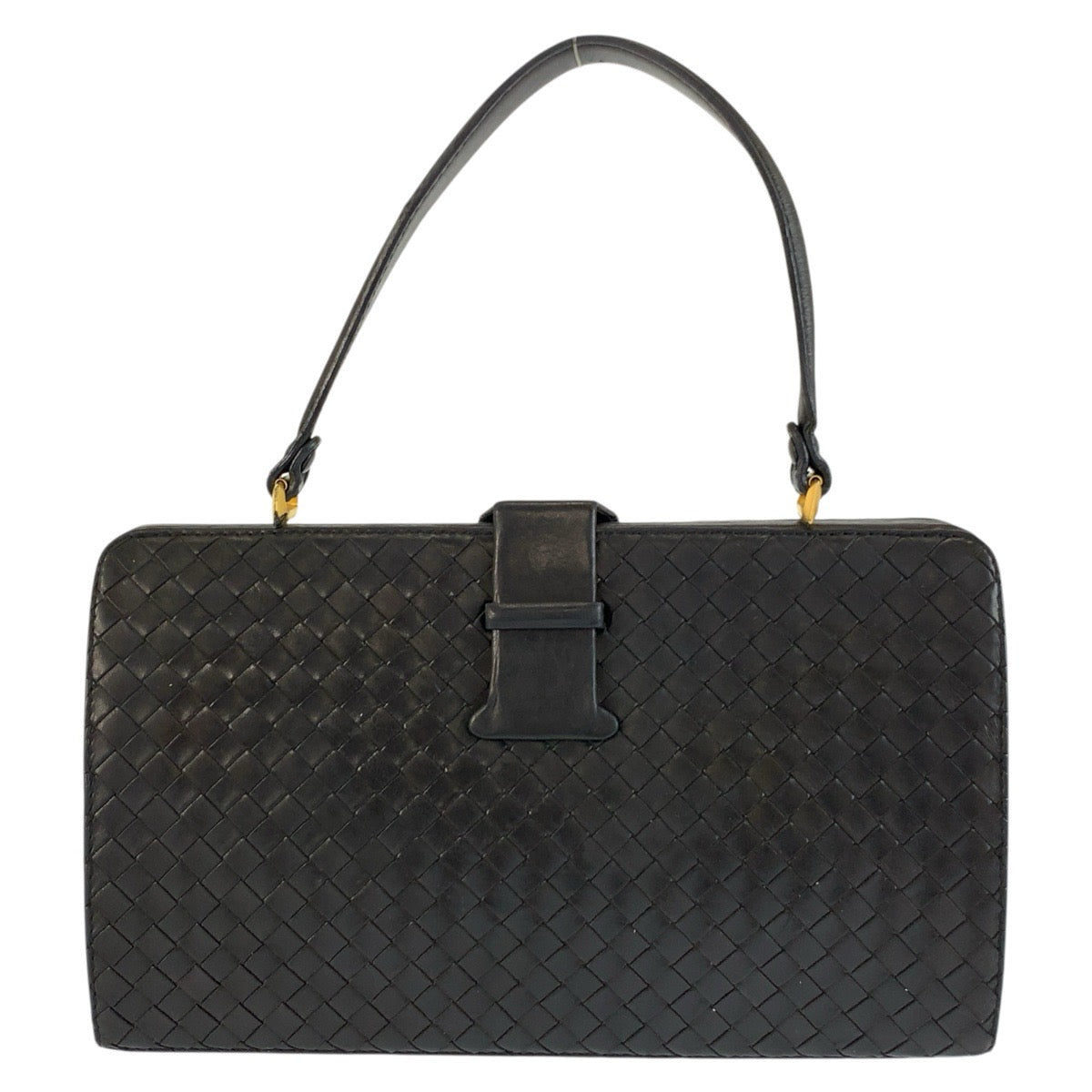 25655
BOTTEGAVENETA ボッテガヴェネタ ヴィンテージ イントレチャート ブラック 黒 ゴールド金具 レザー ハンドバッグ レディース ABP56