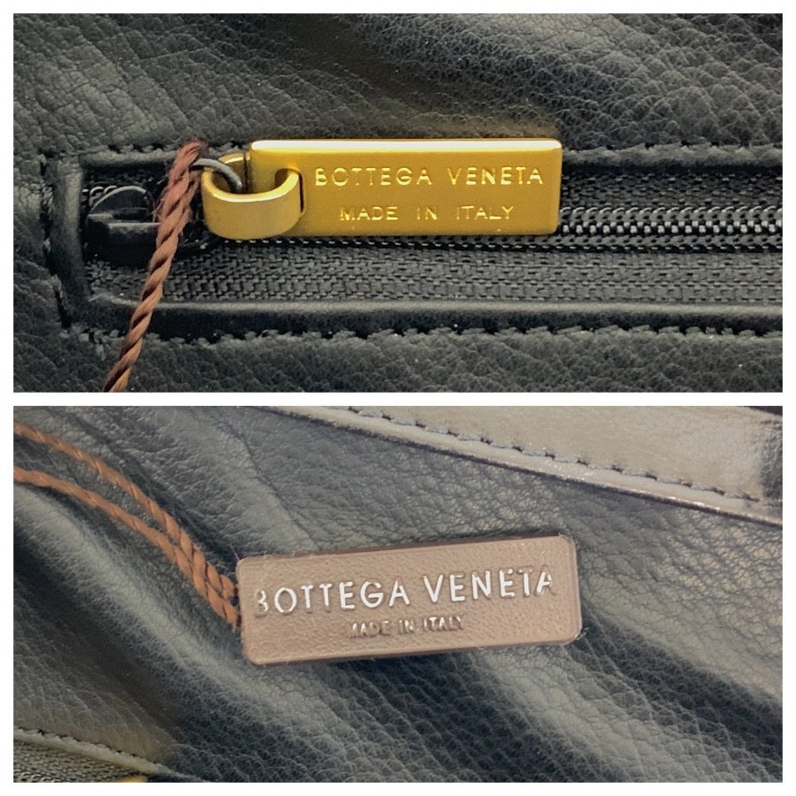 25655
BOTTEGAVENETA ボッテガヴェネタ ヴィンテージ イントレチャート ブラック 黒 ゴールド金具 レザー ハンドバッグ レディース ABP56