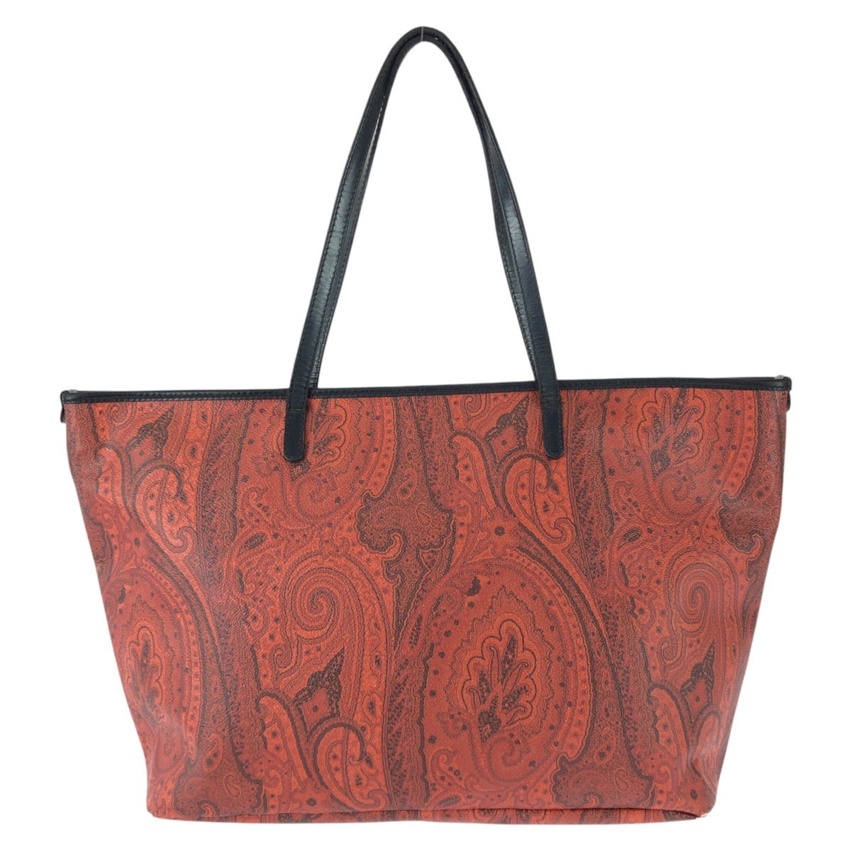 25657
ETRO エトロ ペイズリー レッド ブラック ゴールド金具 PVC / レザー 1D008 トートバッグ ショルダーバッグ レディース B3