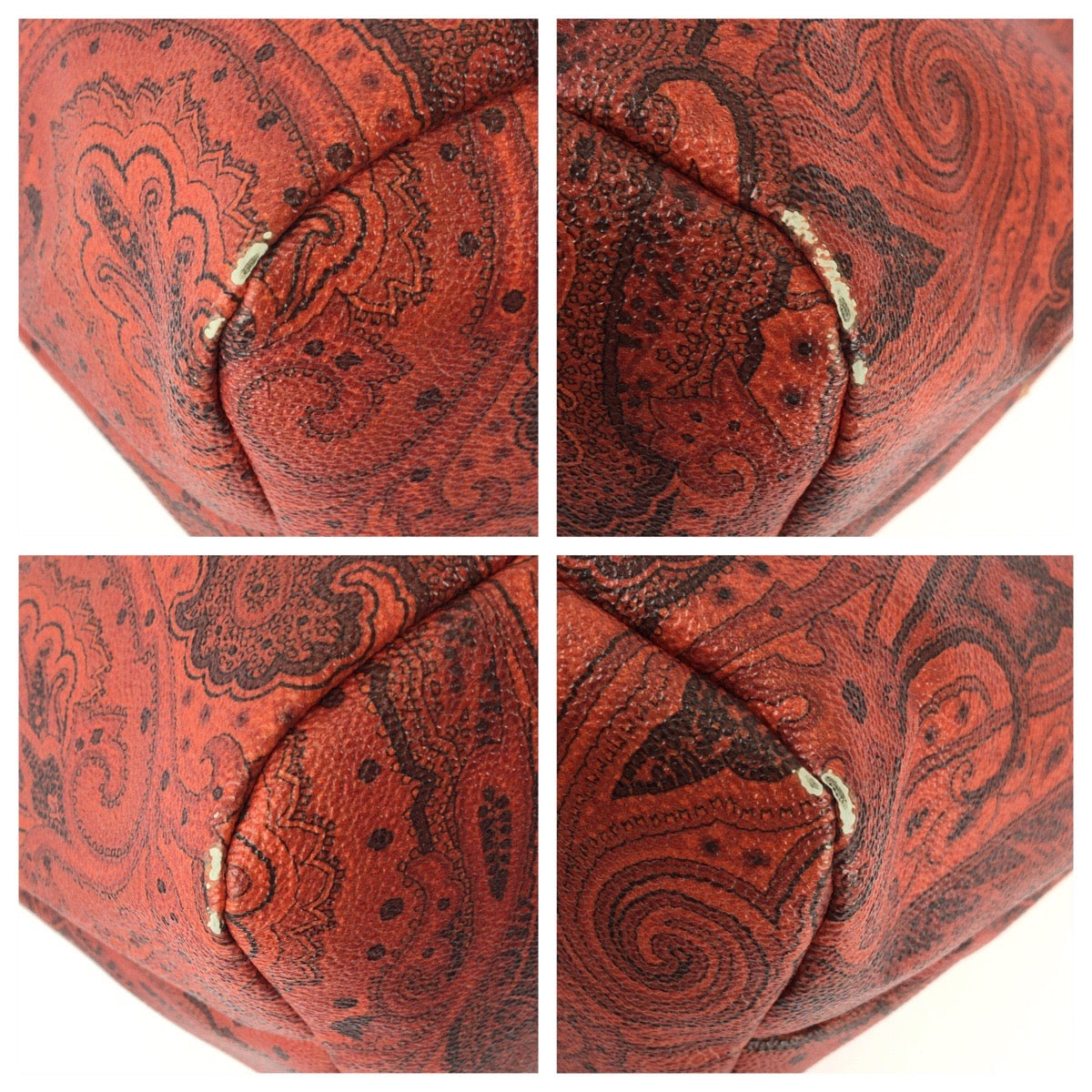 25657
ETRO エトロ ペイズリー レッド ブラック ゴールド金具 PVC / レザー 1D008 トートバッグ ショルダーバッグ レディース B3