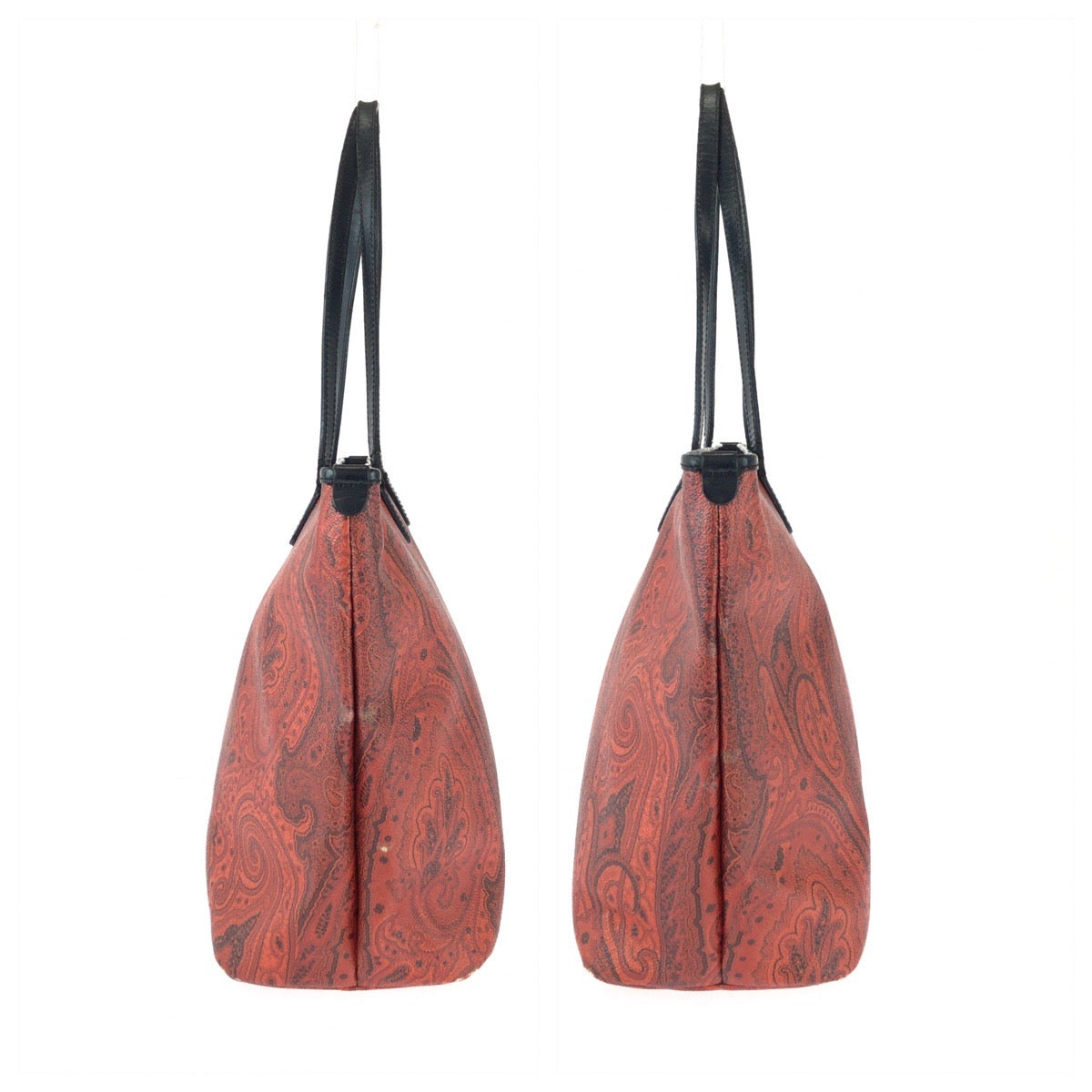 25657
ETRO エトロ ペイズリー レッド ブラック ゴールド金具 PVC / レザー 1D008 トートバッグ ショルダーバッグ レディース B3