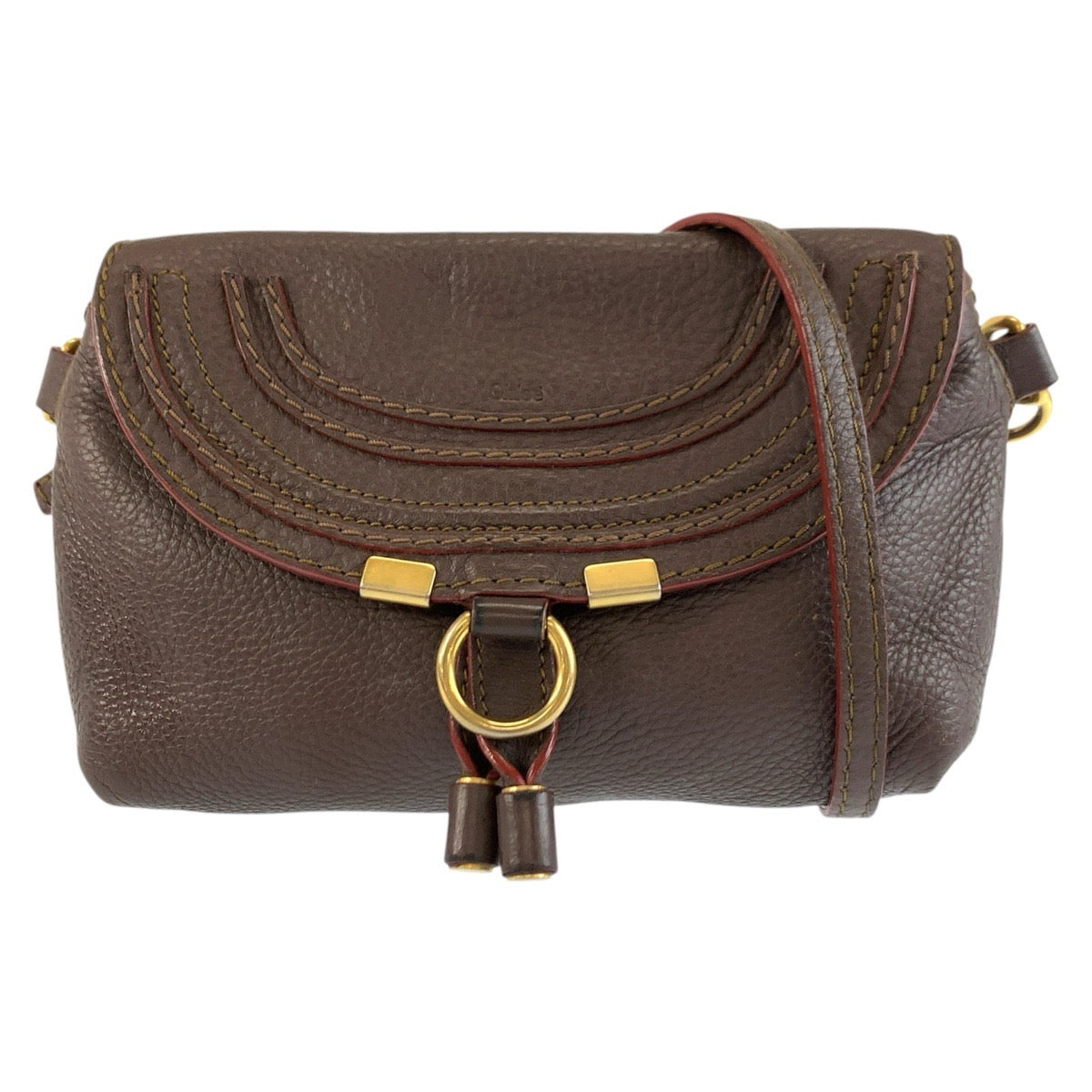 25658
Chloe クロエ マーシー ブラウン ゴールド金具 レザー ショルダーバッグ ポシェット レディース AB28