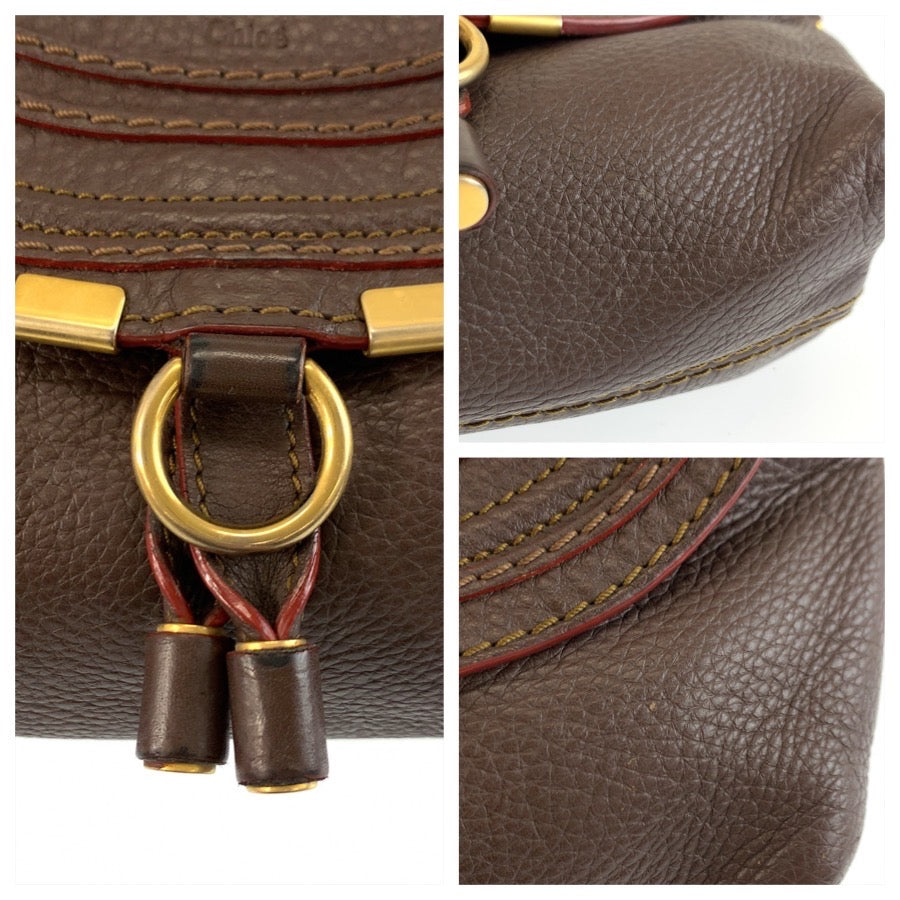 25658
Chloe クロエ マーシー ブラウン ゴールド金具 レザー ショルダーバッグ ポシェット レディース AB28