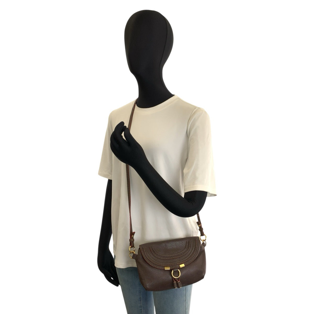25658
Chloe クロエ マーシー ブラウン ゴールド金具 レザー ショルダーバッグ ポシェット レディース AB28