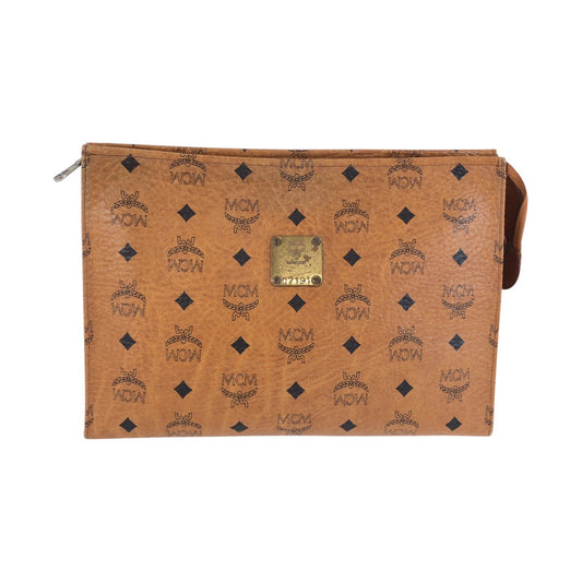 25660
MCM エム シー エム ヴィセトス ブラウン ゴールド金具 レザー 07191 クラッチバッグ セカンドバッグ メンズ AB8