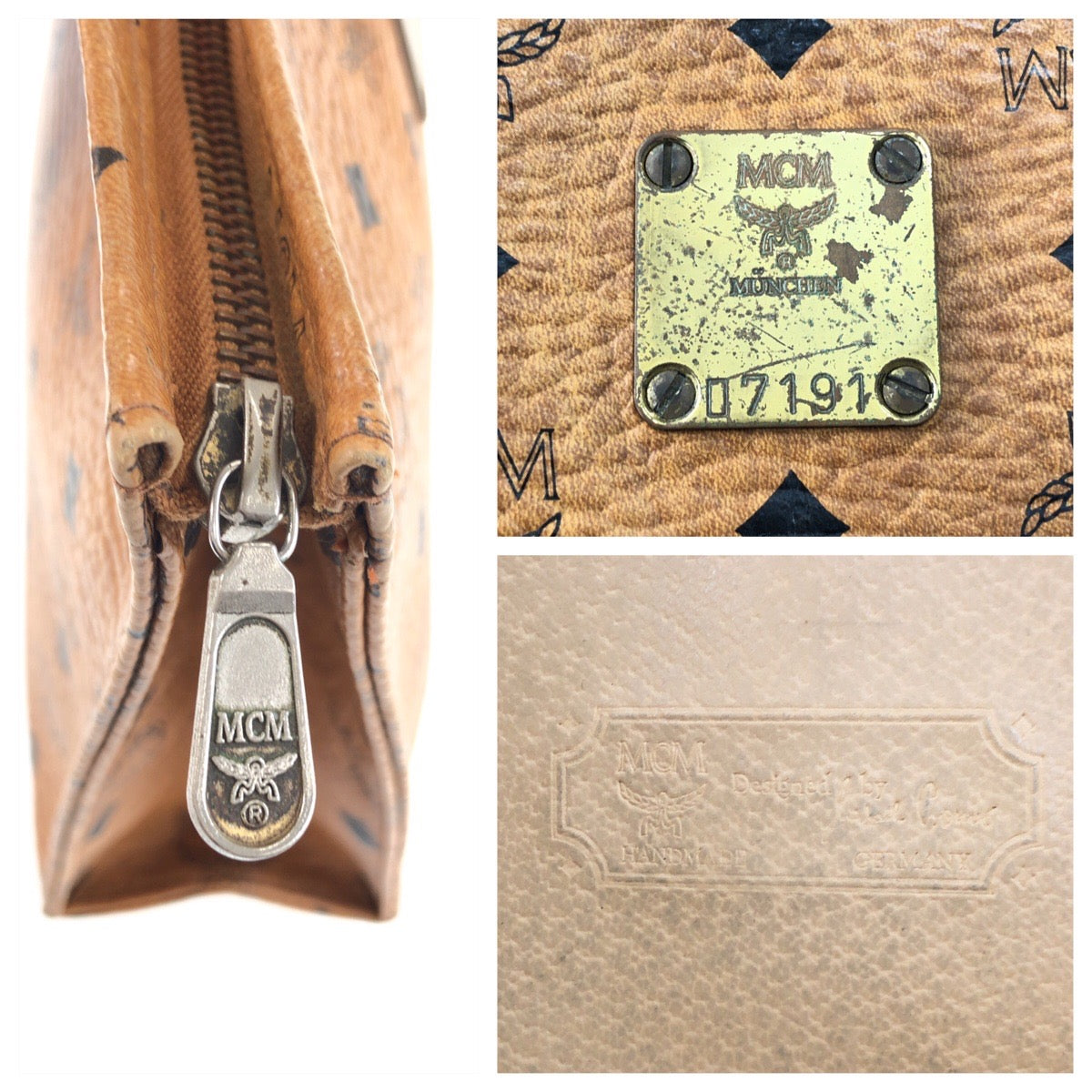 25660
MCM エム シー エム ヴィセトス ブラウン ゴールド金具 レザー 07191 クラッチバッグ セカンドバッグ メンズ AB8