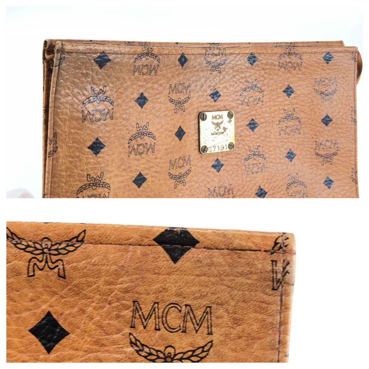 25660
MCM エム シー エム ヴィセトス ブラウン ゴールド金具 レザー 07191 クラッチバッグ セカンドバッグ メンズ AB8
