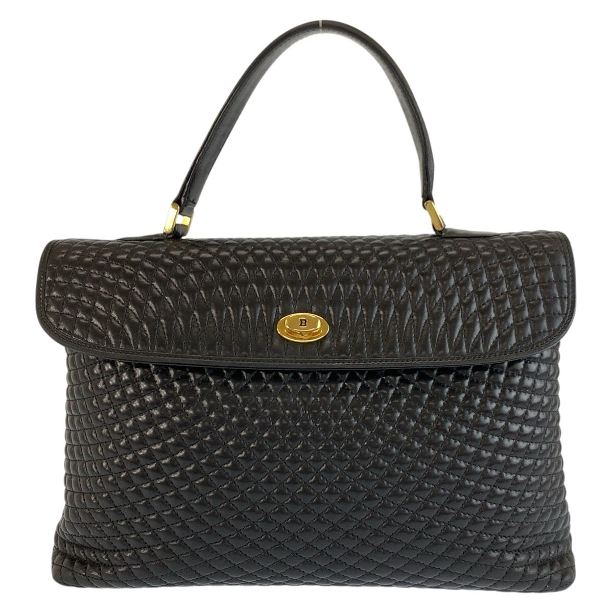 25661
BALLY バリー ヴィンテージ キルティング ブラック 黒 ゴールド金具 レザー ハンドバッグ レディース ABP21