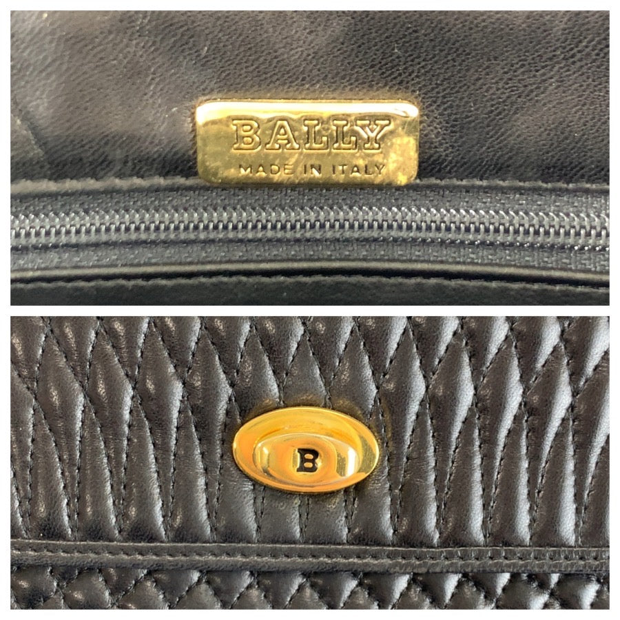 25661
BALLY バリー ヴィンテージ キルティング ブラック 黒 ゴールド金具 レザー ハンドバッグ レディース ABP21
