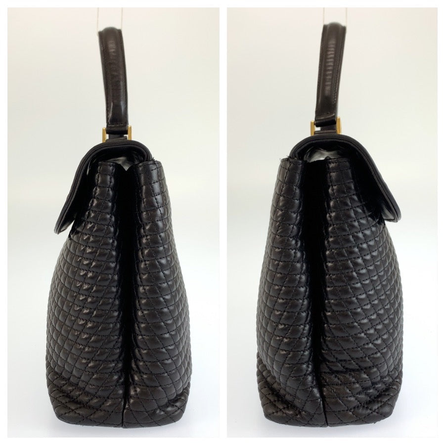 25661
BALLY バリー ヴィンテージ キルティング ブラック 黒 ゴールド金具 レザー ハンドバッグ レディース ABP21
