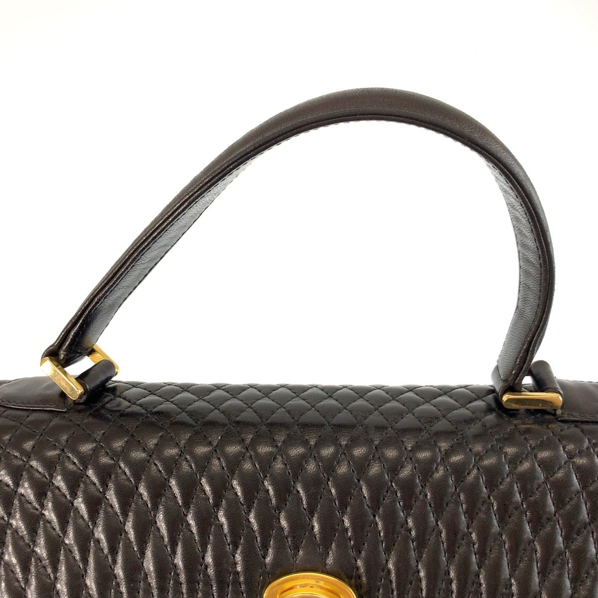 25661
BALLY バリー ヴィンテージ キルティング ブラック 黒 ゴールド金具 レザー ハンドバッグ レディース ABP21