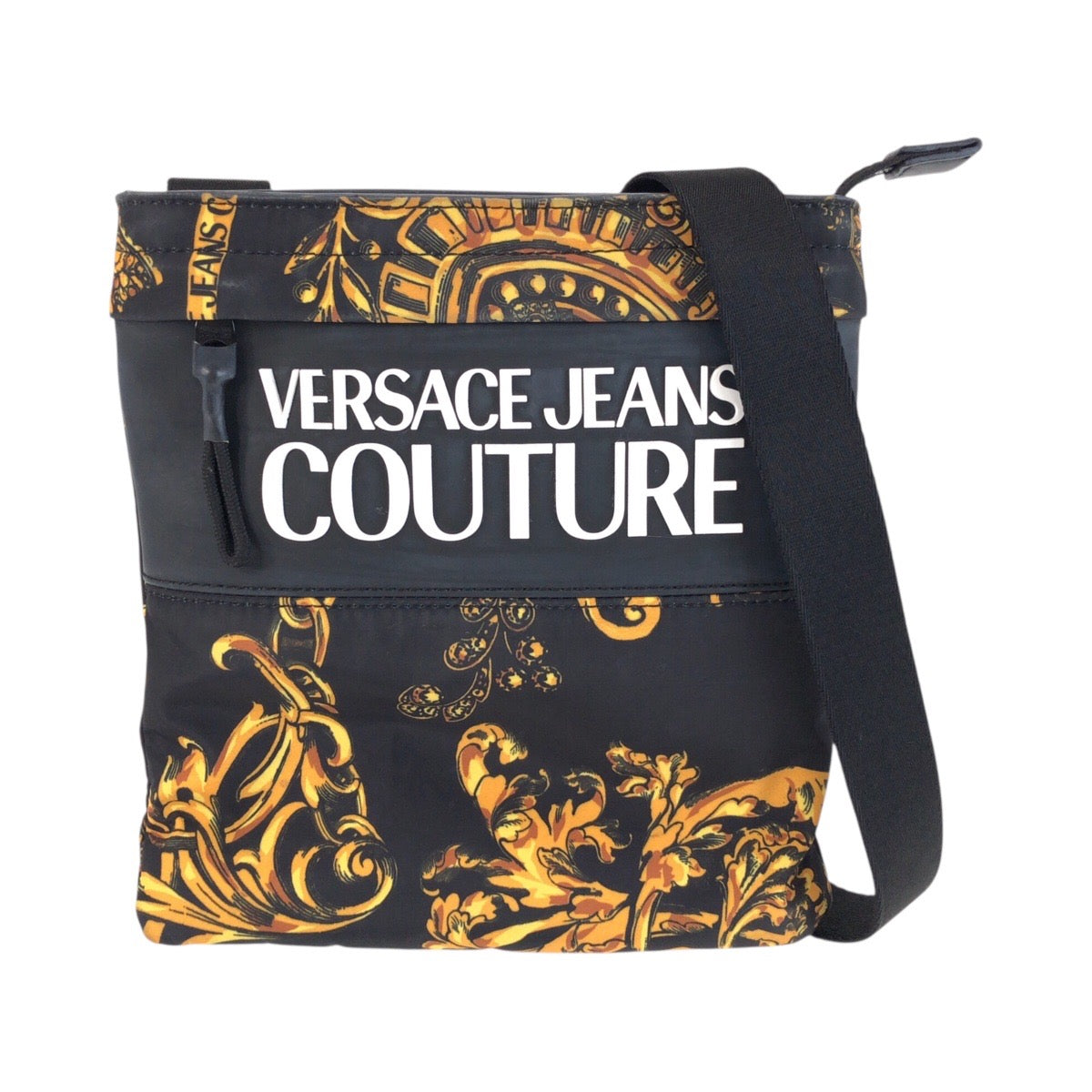 25662
Versace Jeans ヴェルサーチ ジーンズ クチュール ブラック イエロー ナイロン ショルダーバッグ サコッシュ レディース ABP17