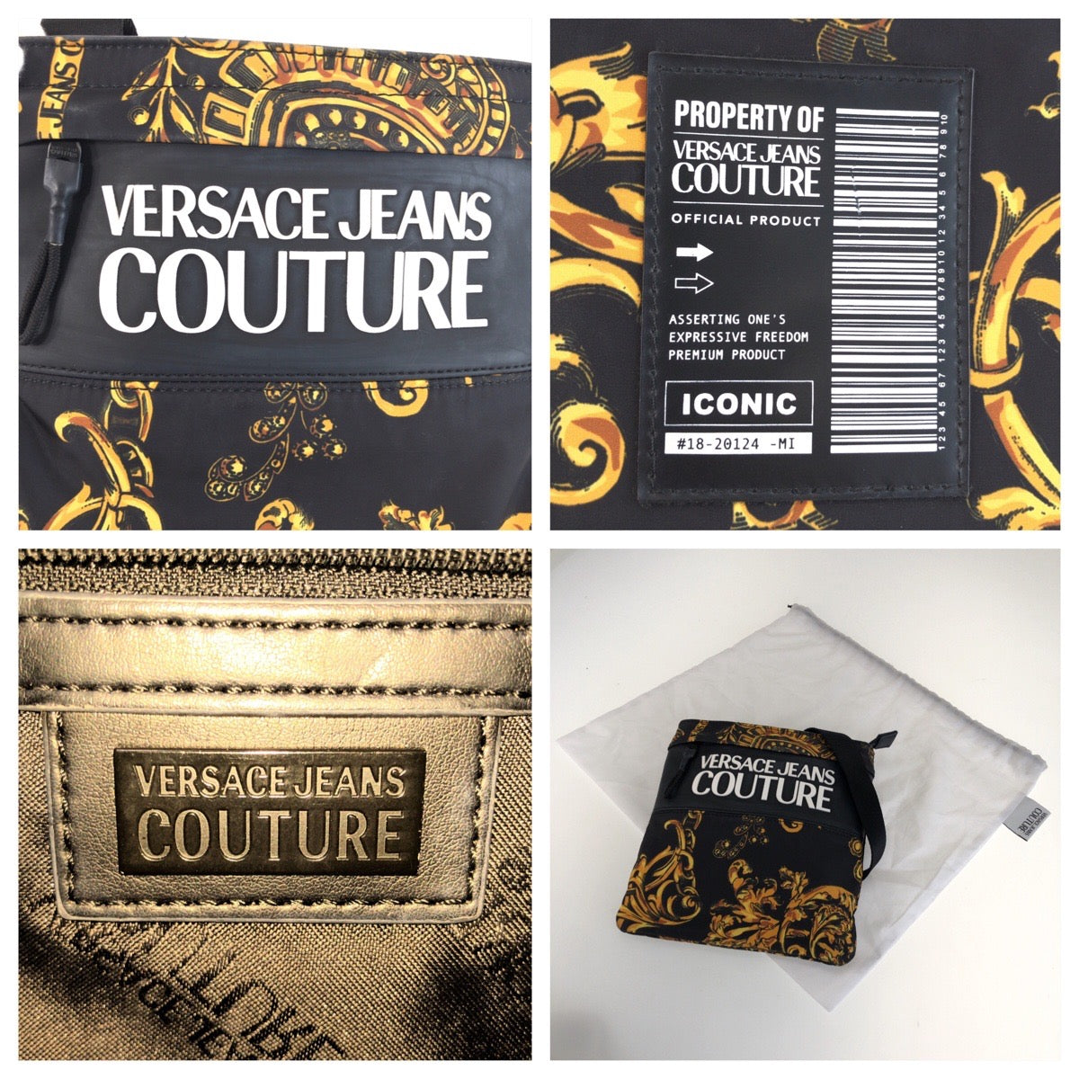 25662
Versace Jeans ヴェルサーチ ジーンズ クチュール ブラック イエロー ナイロン ショルダーバッグ サコッシュ レディース ABP17