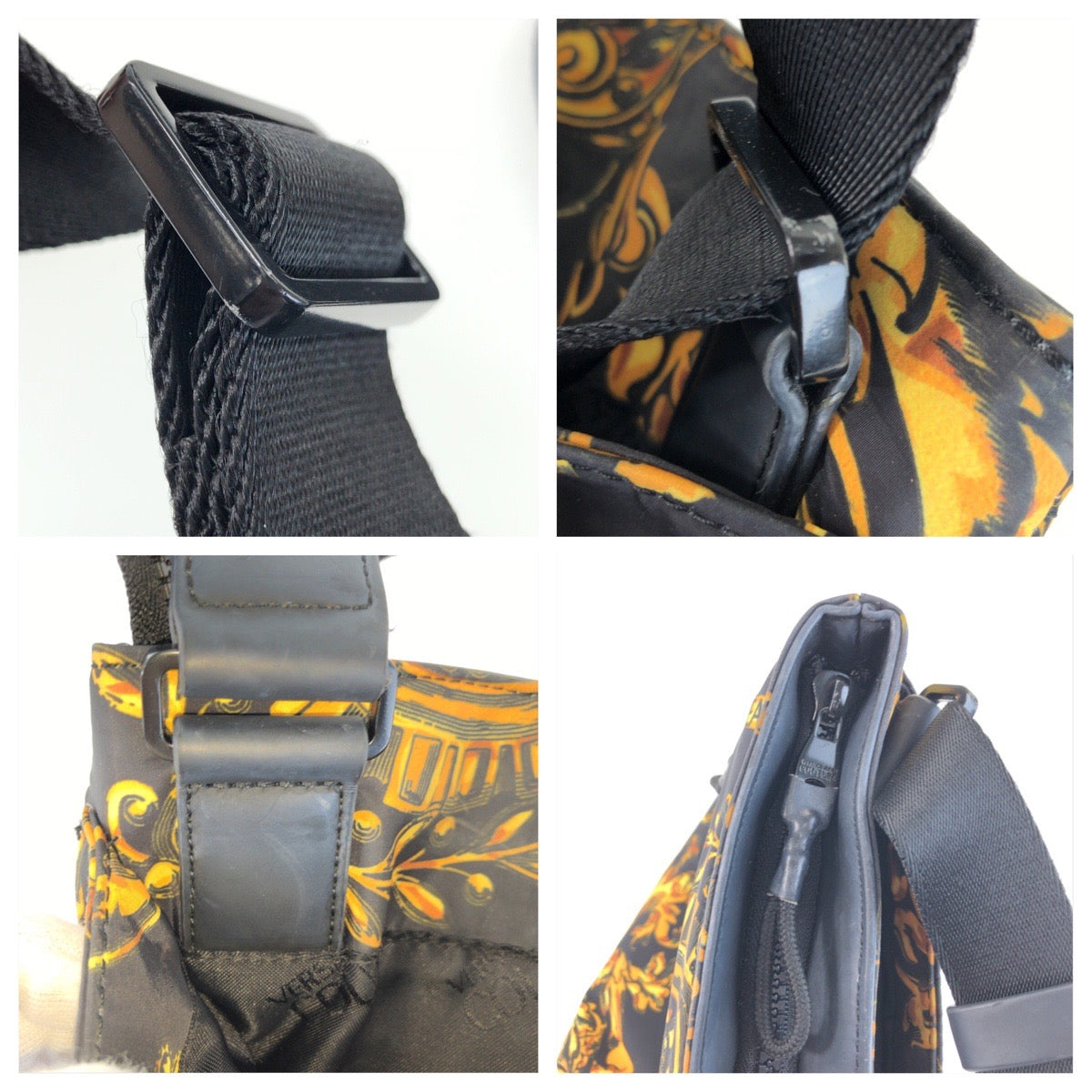 25662
Versace Jeans ヴェルサーチ ジーンズ クチュール ブラック イエロー ナイロン ショルダーバッグ サコッシュ レディース ABP17
