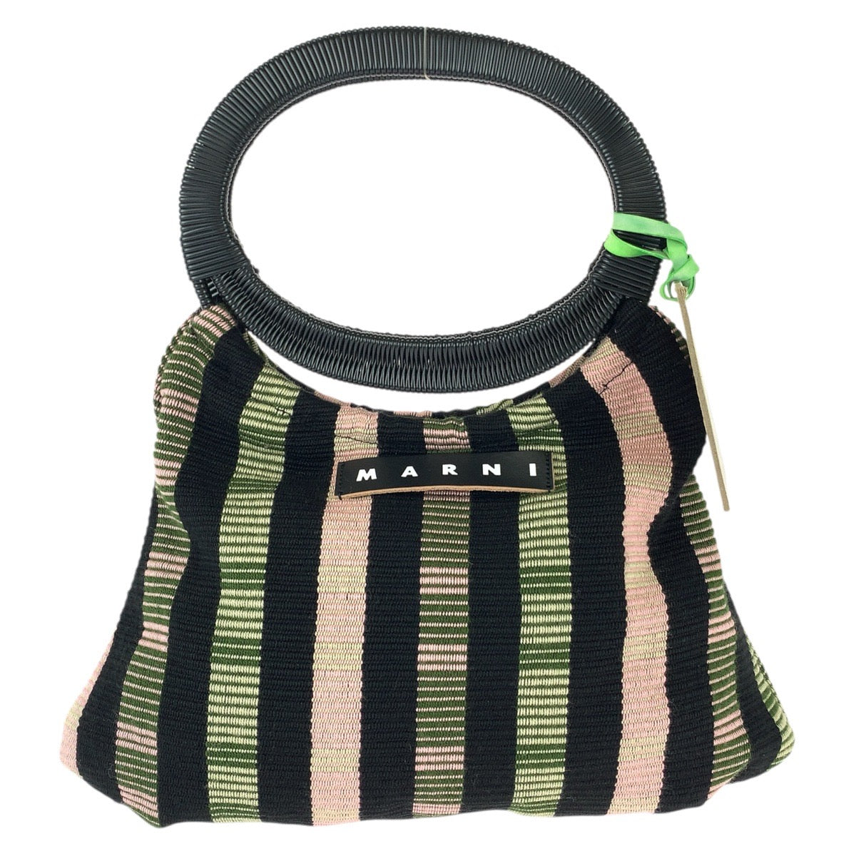 25663
MARNI マルニ MARNI MARKET BOAT BAG ブラック グリーン ピンク コットン / プラスチック ハンドバッグ レディース A17