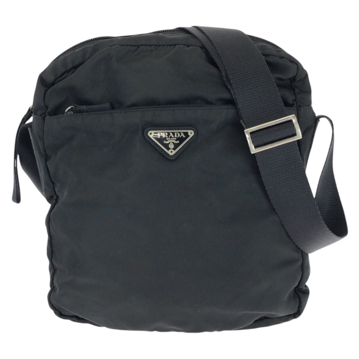 25664
PRADA プラダ テスート 三角ロゴプレート ブラック 黒 シルバー金具 ナイロン ショルダーバッグ メッセンジャーバッグ レディース AB21