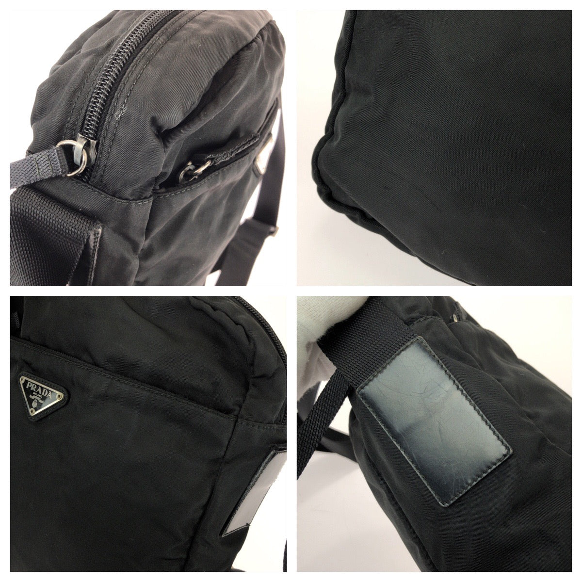 25664
PRADA プラダ テスート 三角ロゴプレート ブラック 黒 シルバー金具 ナイロン ショルダーバッグ メッセンジャーバッグ レディース AB21