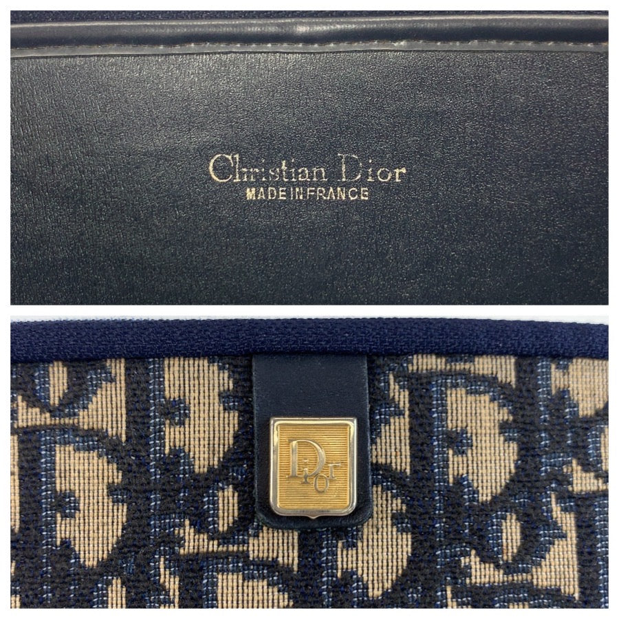 25665
Christian Dior クリスチャンディオール ヴィンテージ トロッター ネイビー キャンバス クラッチバッグ ポーチ レディース ABP21