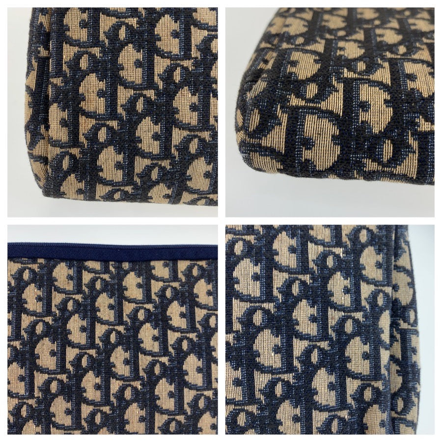 25665
Christian Dior クリスチャンディオール ヴィンテージ トロッター ネイビー キャンバス クラッチバッグ ポーチ レディース ABP21