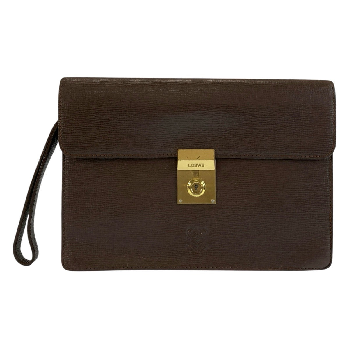 25666
LOEWE ロエベ アナグラム ブラウン ゴールド金具 レザー クラッチバッグ セカンドバッグ メンズ AB17