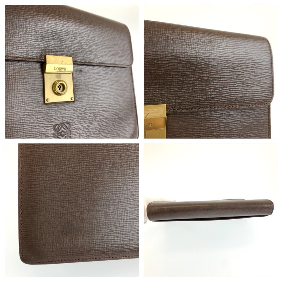 25666
LOEWE ロエベ アナグラム ブラウン ゴールド金具 レザー クラッチバッグ セカンドバッグ メンズ AB17