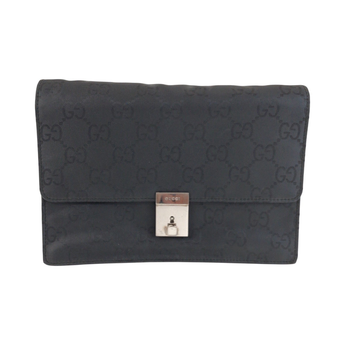 25667
GUCCI グッチ ブラック 黒 シルバー金具 GGキャンバス / レザー 018 1600 クラッチバッグ セカンドバッグ メンズ ABP28