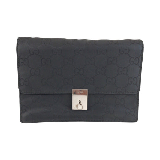 25667
GUCCI グッチ ブラック 黒 シルバー金具 GGキャンバス / レザー 018 1600 クラッチバッグ セカンドバッグ メンズ ABP28