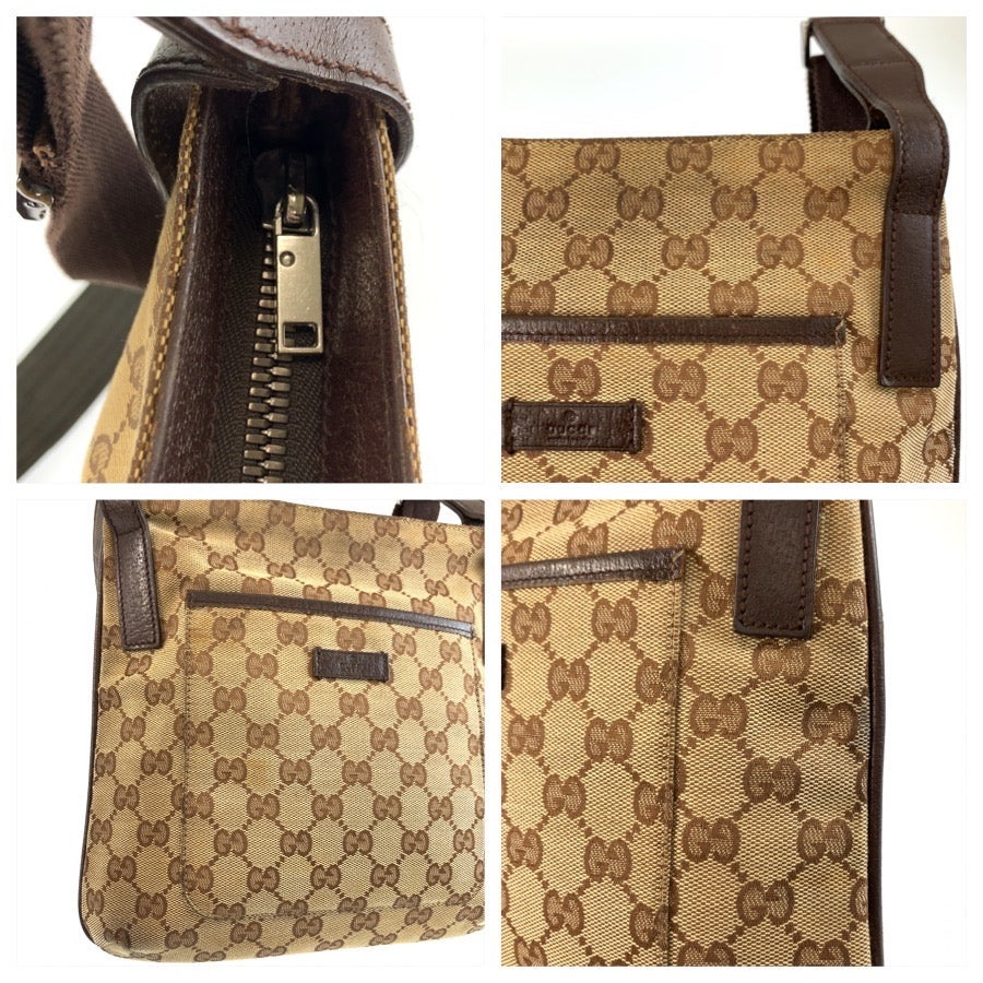 25669
GUCCI グッチ ベージュ ブラウン GGキャンバス / レザー 122793 ショルダーバッグ ポシェット レディース AB28
