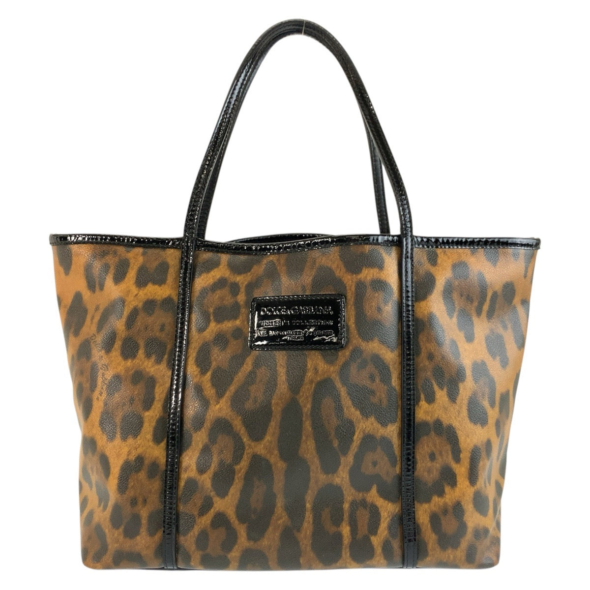 25670
DOLCE&GABBANA ドルチェアンドガッバーナ レオパード柄 ブラウン ブラック PVC / パテントレザー トートバッグ ショルダーバッグ レディース AB21