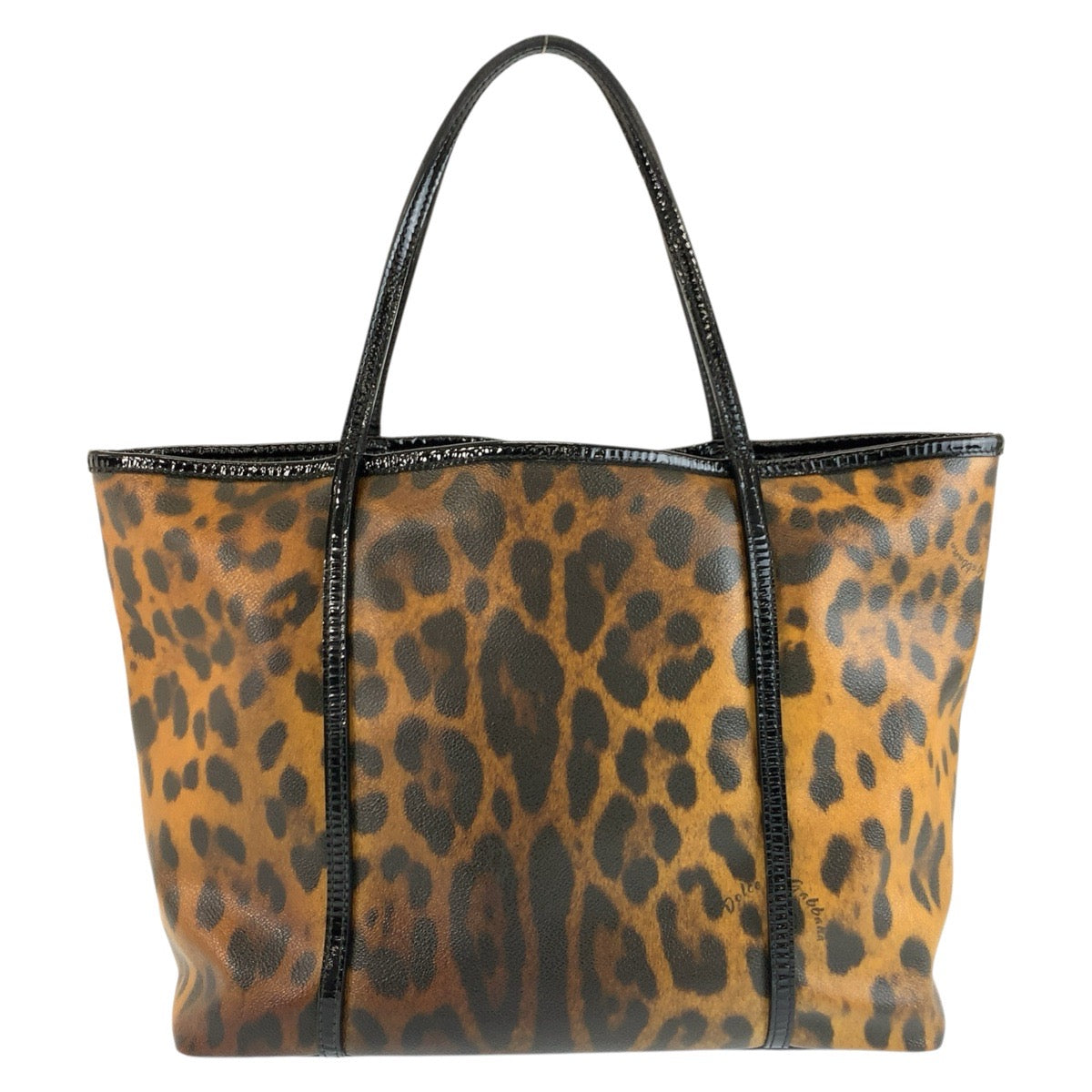 25670
DOLCE&GABBANA ドルチェアンドガッバーナ レオパード柄 ブラウン ブラック PVC / パテントレザー トートバッグ ショルダーバッグ レディース AB21