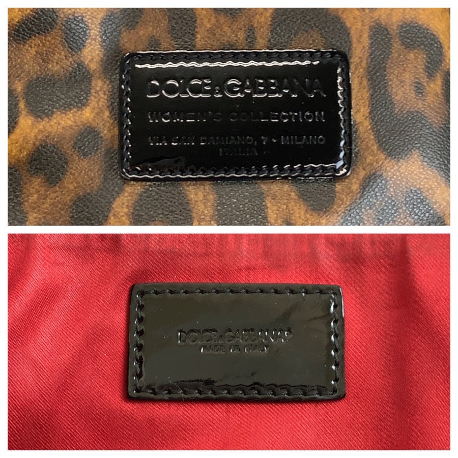 25670
DOLCE&GABBANA ドルチェアンドガッバーナ レオパード柄 ブラウン ブラック PVC / パテントレザー トートバッグ ショルダーバッグ レディース AB21