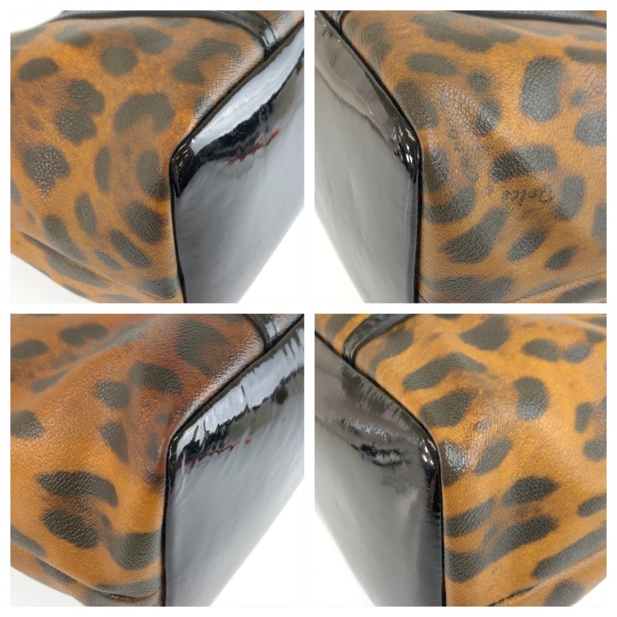 25670
DOLCE&GABBANA ドルチェアンドガッバーナ レオパード柄 ブラウン ブラック PVC / パテントレザー トートバッグ ショルダーバッグ レディース AB21