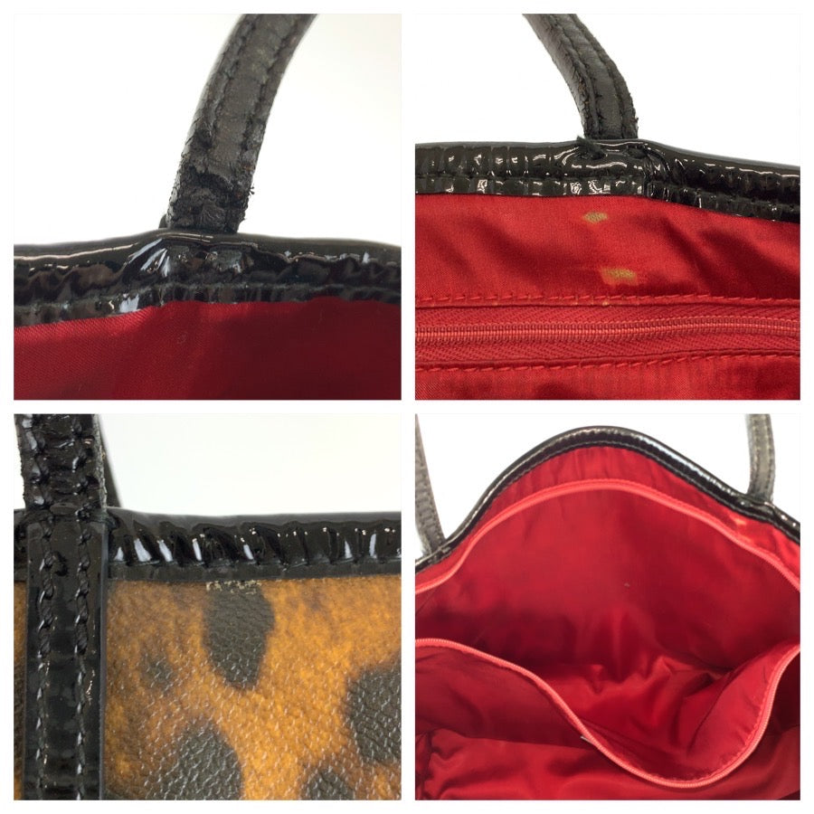 25670
DOLCE&GABBANA ドルチェアンドガッバーナ レオパード柄 ブラウン ブラック PVC / パテントレザー トートバッグ ショルダーバッグ レディース AB21