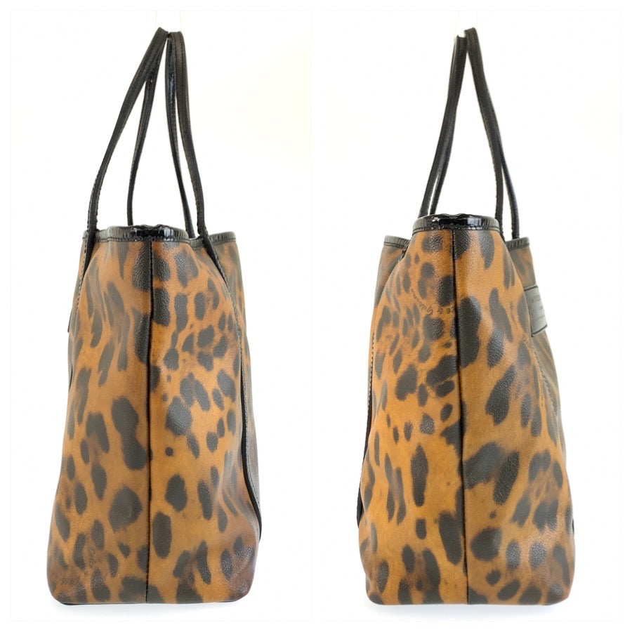 25670
DOLCE&GABBANA ドルチェアンドガッバーナ レオパード柄 ブラウン ブラック PVC / パテントレザー トートバッグ ショルダーバッグ レディース AB21