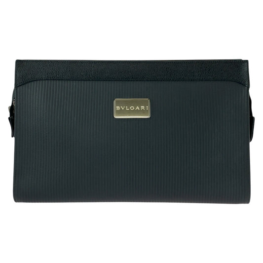 25671
BVLGARI ブルガリ ミレリゲ ブラック 黒 シルバー金具 PVC クラッチバッグ セカンドバッグ メンズ A21