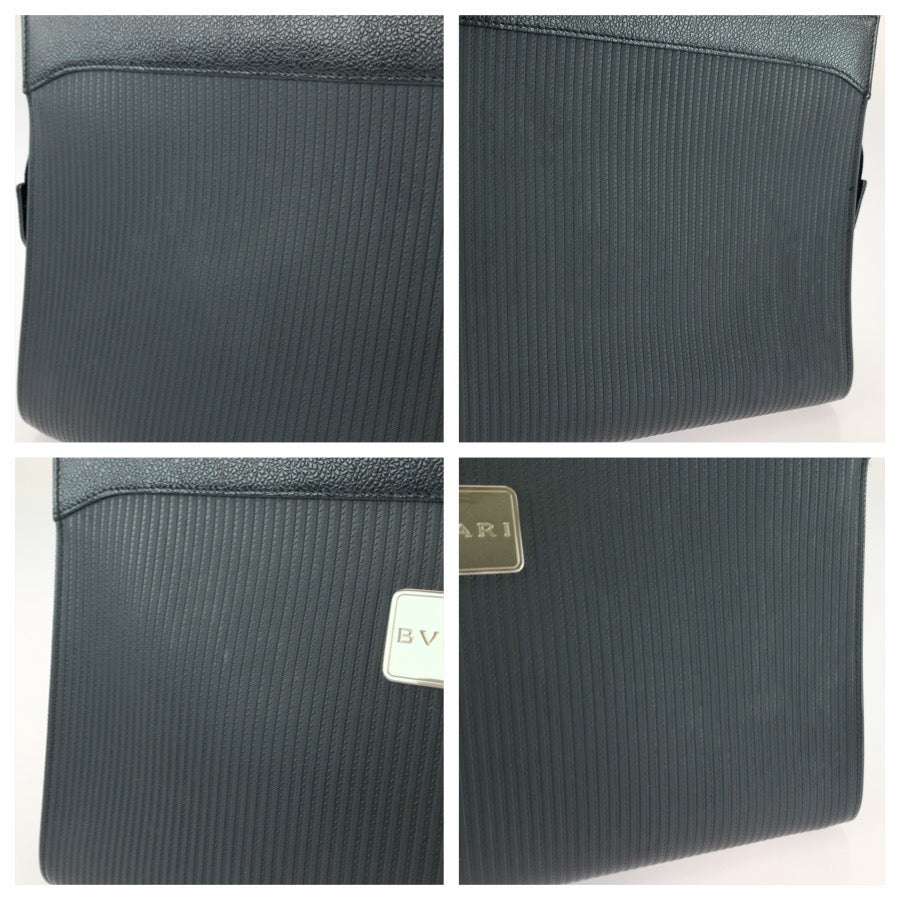25671
BVLGARI ブルガリ ミレリゲ ブラック 黒 シルバー金具 PVC クラッチバッグ セカンドバッグ メンズ A21