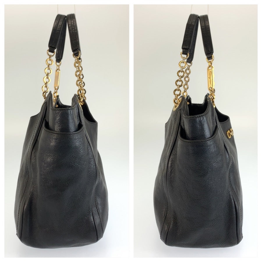 25673
Salvatore Ferragamo サルヴァトーレフェラガモ ガンチーニ ブラック 黒 ゴールド金具 レザー AB-21 B974 トートバッグ ショルダーバッグ レディース AB21